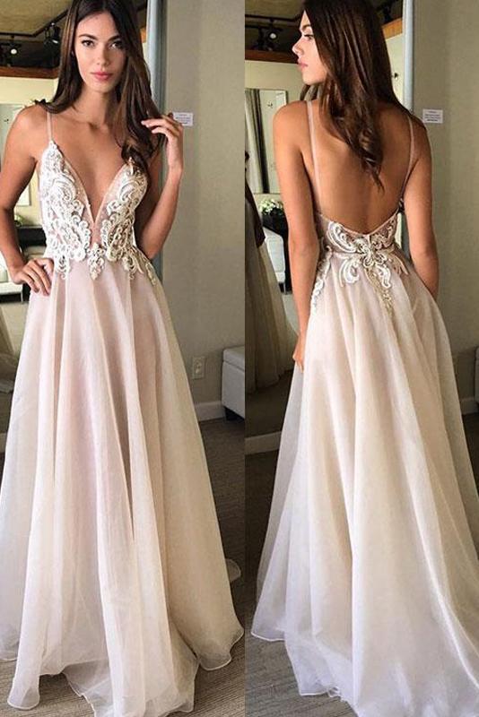 Prom dress v neck open back hotsell