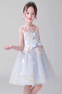 A-Line Cap Sleeves Tulle Flower Girl Dresses