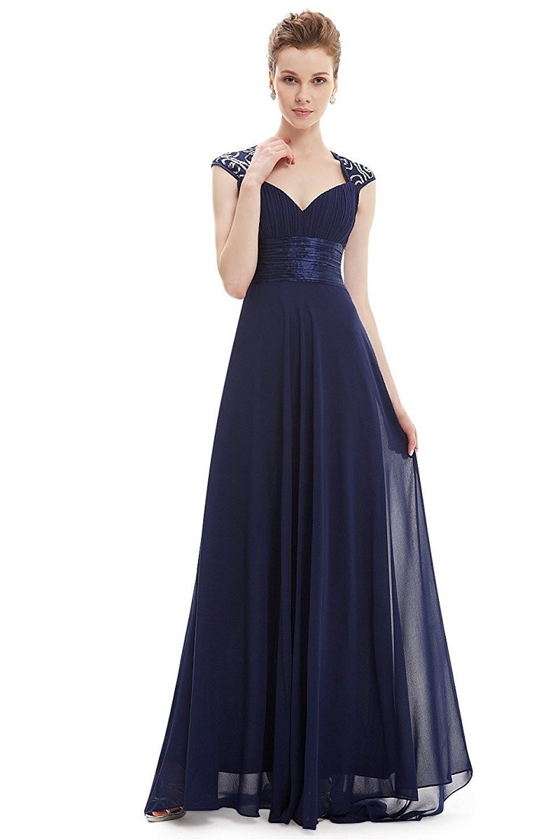 OKdress Chiffon Long Dark Navy Formal Prom Dress – Okeydress