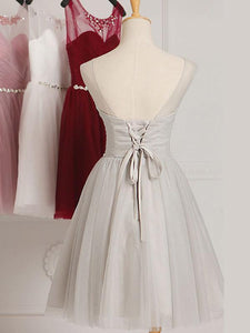 Silver Glowing Natural Knee-length A-line/Princess Bridesmaid Dresses