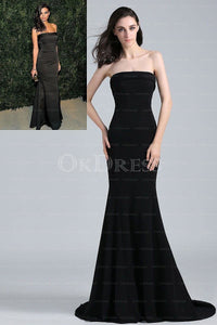 Black Emily Ratajkowski Simple Sleeveless Long Zipper Celebrity Prom Dresses