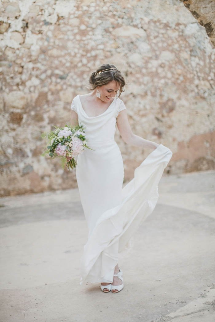 Simple cap sleeve wedding on sale dress